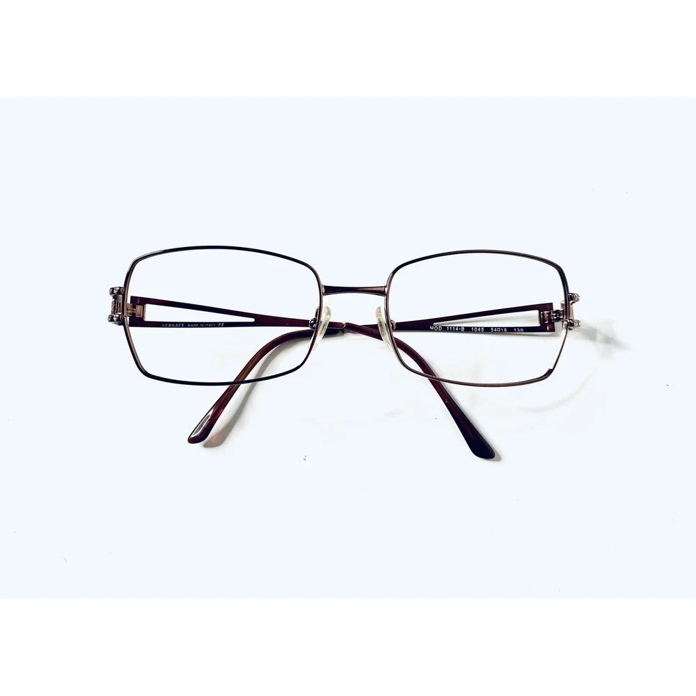 Versace Copper Metal Rectangular Glasses Medusa Temple Italy MOD1114 54 18 130